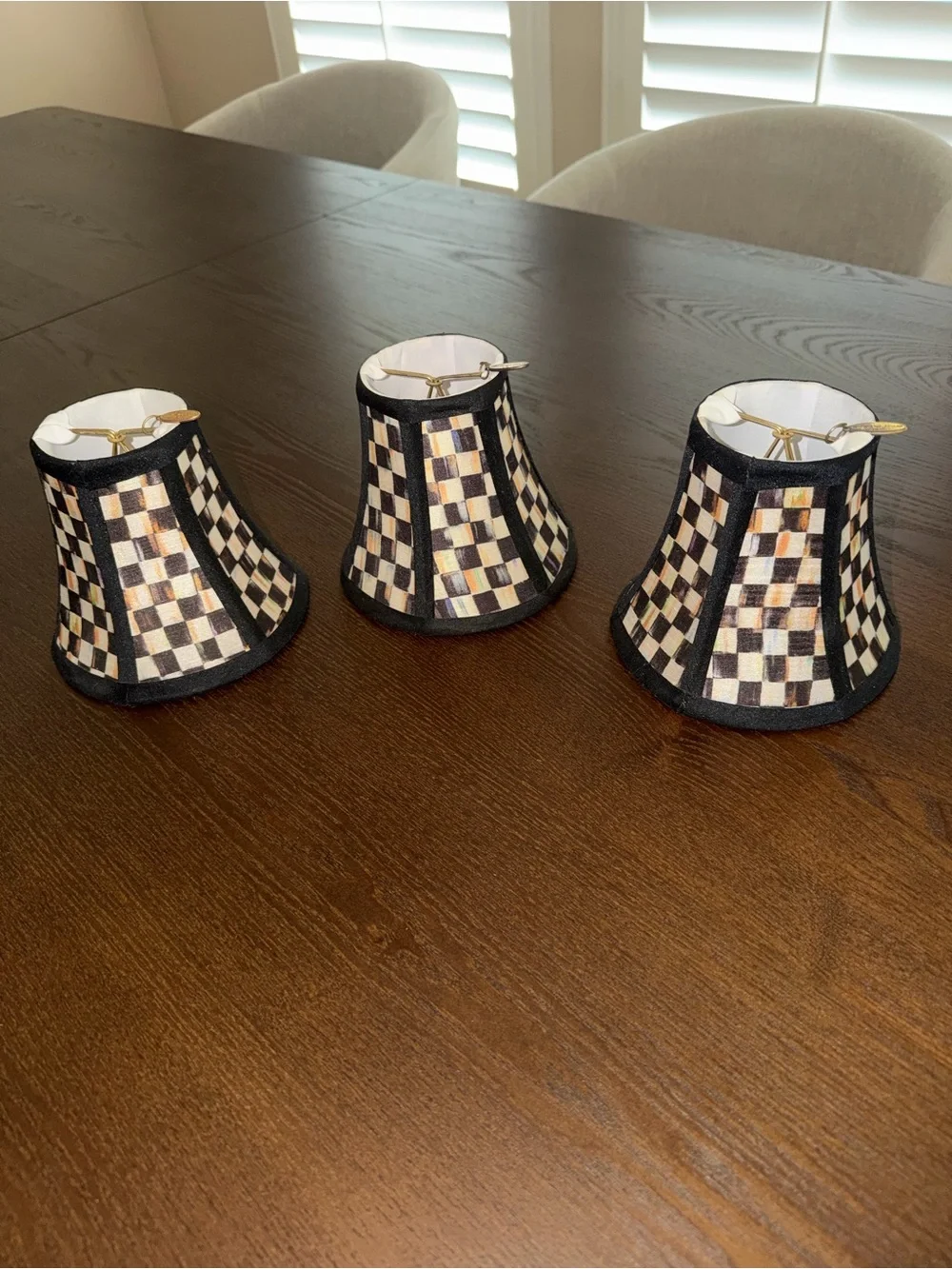 Courtly Check Chandelier Shades — Black&White and Beige&White